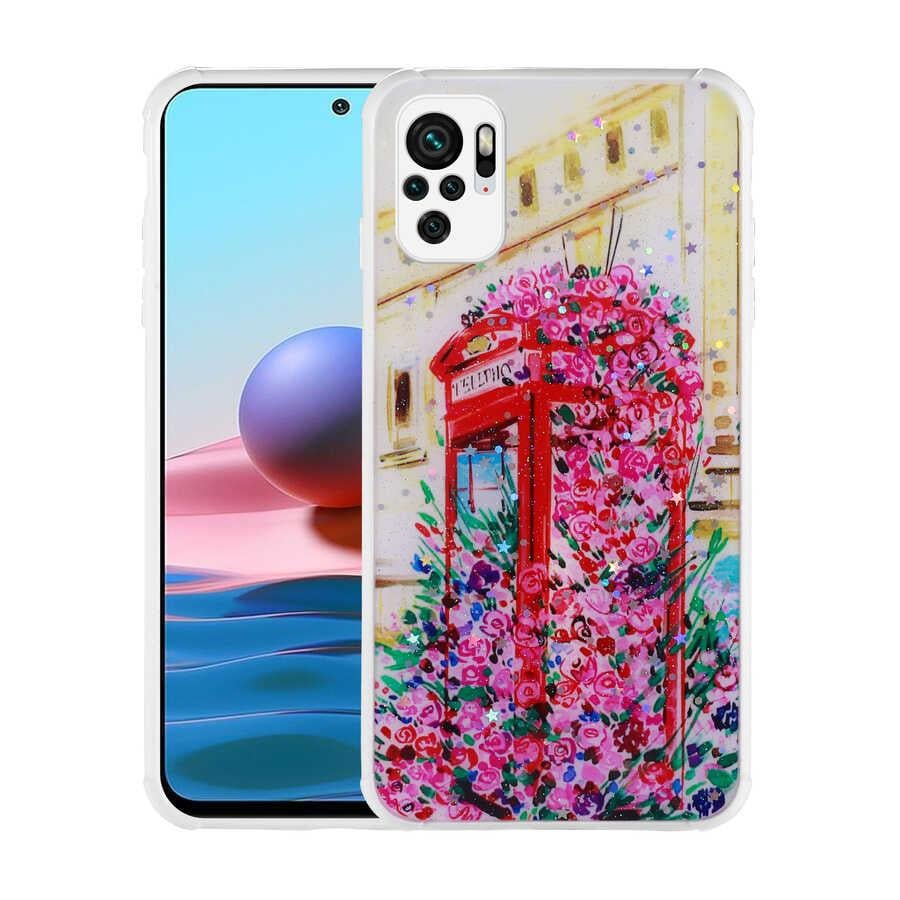Xiaomi Redmi Note 10S Uyumlu Kılıf Simli Desenli Kamera Korumalı Parlak Zore Popy Kapak