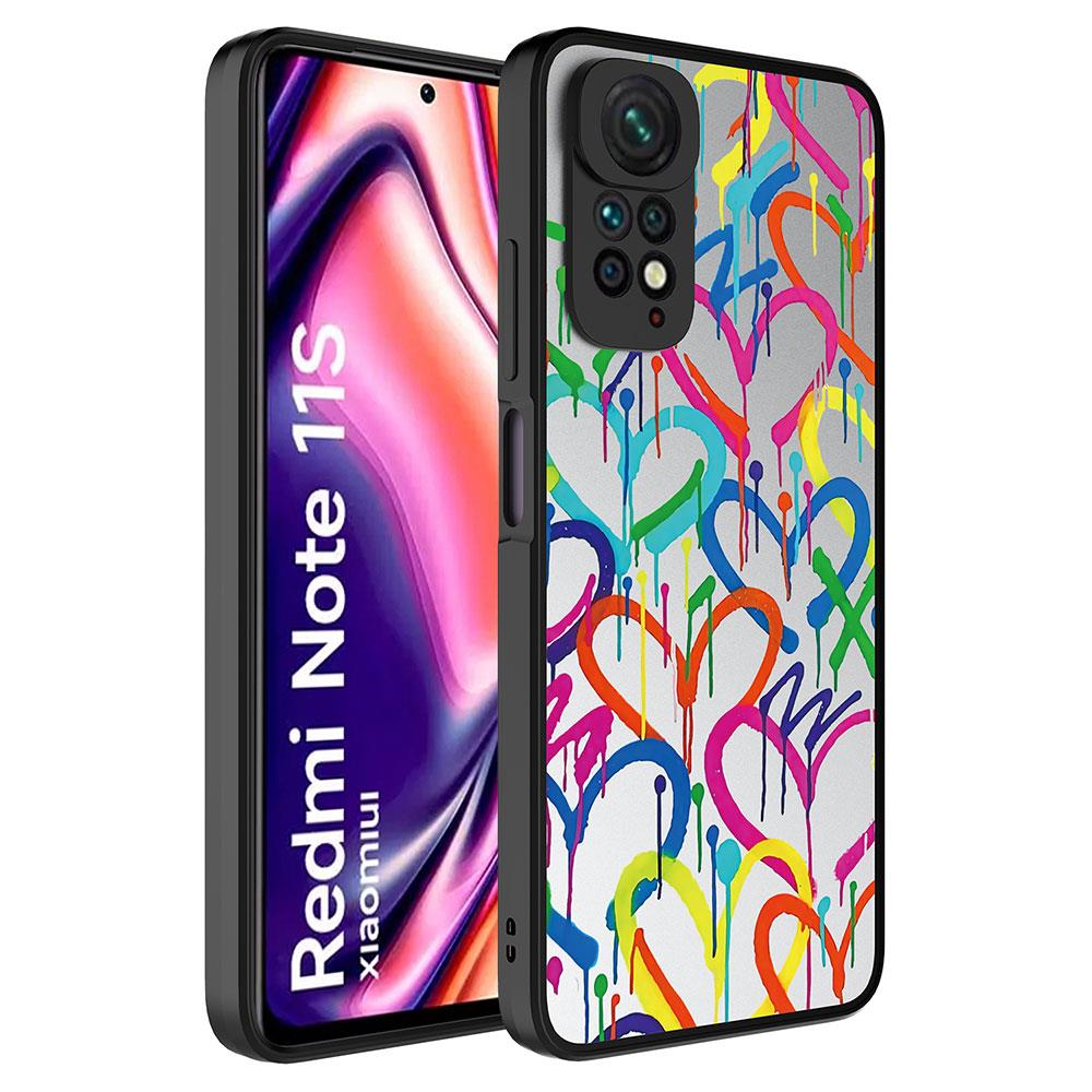 Xiaomi Redmi Note 11S Global Uyumlu Kılıf Aynalı Desenli Kamera Korumalı Parlak Zore Mirror Kapak