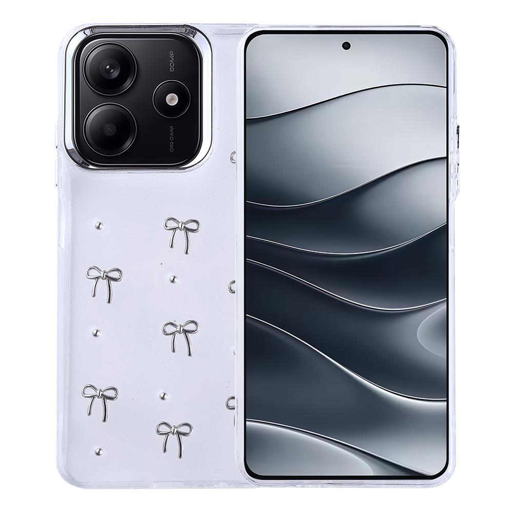 Xiaomi Redmi Note 14 4G Uyumlu Kılıf Airbag Tasarımlı Simli Şeffaf Zore Kutup Kapak
