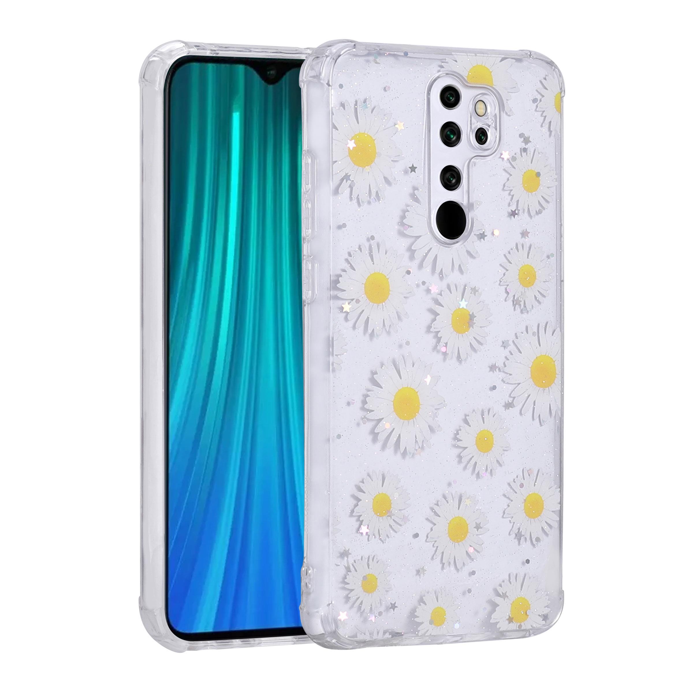 Xiaomi Redmi Note 8 Pro Uyumlu Kılıf Simli Desenli Kamera Korumalı Parlak Zore Popy Kapak