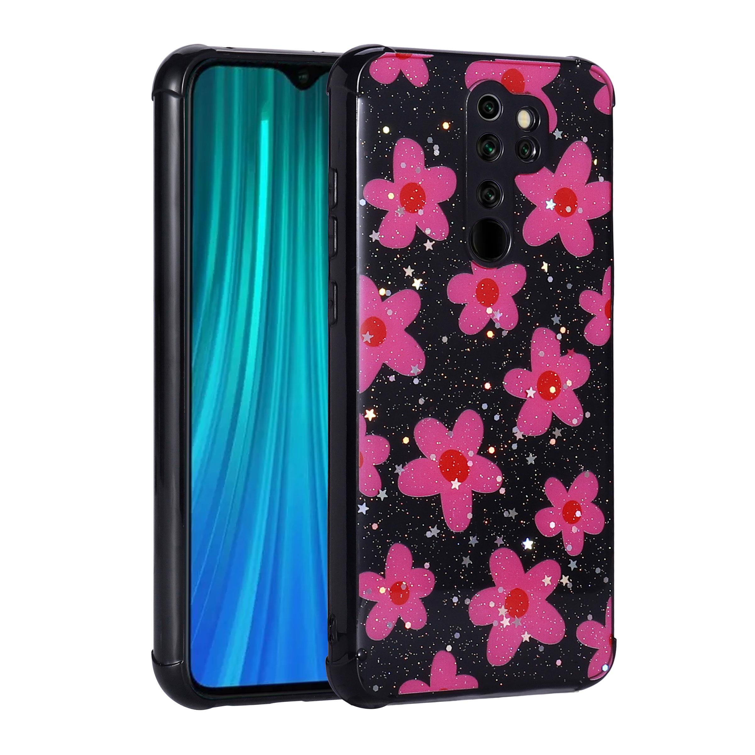 Xiaomi Redmi Note 8 Pro Uyumlu Kılıf Simli Desenli Kamera Korumalı Parlak Zore Popy Kapak