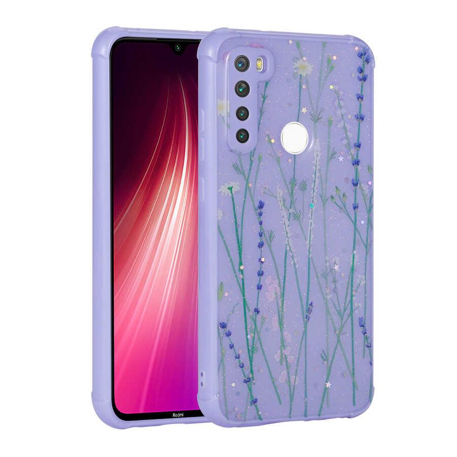 Xiaomi Redmi Note 8 Uyumlu Kılıf Simli Desenli Kamera Korumalı Parlak Zore Popy Kapak