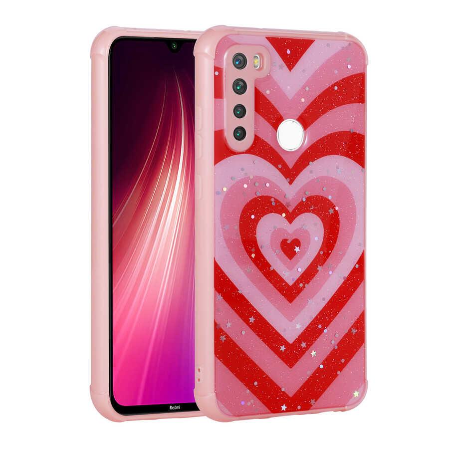 Xiaomi Redmi Note 8 Uyumlu Kılıf Simli Desenli Kamera Korumalı Parlak Zore Popy Kapak