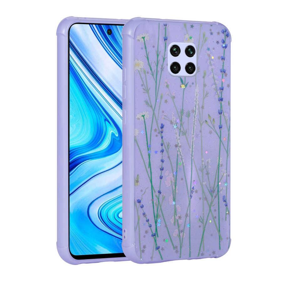 Xiaomi Redmi Note 9 Pro Uyumlu Kılıf Simli Desenli Kamera Korumalı Parlak Zore Popy Kapak