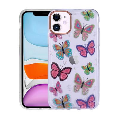 Apple iPhone 11 Uyumlu Kılıf Desenli Simli Sert Zore İnka Kapak