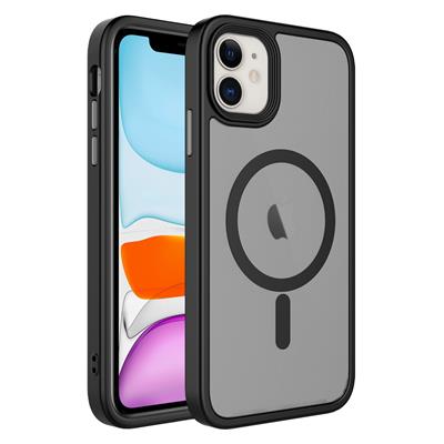 Apple iPhone 11 Uyumlu Kılıf Mat Arka Yüzey Wireless Şarj Özellikli Zore Flet M-safe Kapak