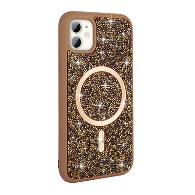 Apple iPhone 11 Uyumlu Kılıf Pırlanta Tasarımlı M-safe Şarj Özellikli Zore Mozaik Silikon Kapak