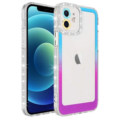Apple iPhone 11 Uyumlu Kılıf Simli ve Renk Geçiş Tasarımlı Lens Korumalı Zore Park Kapak