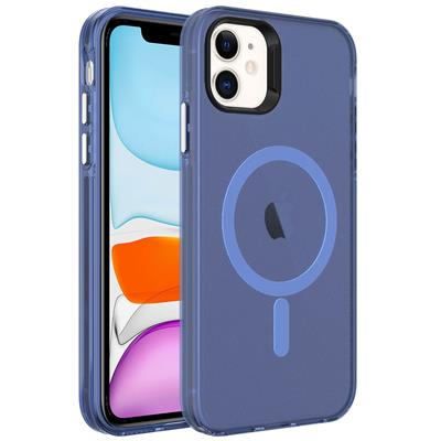 Apple iPhone 11 Uyumlu Kılıf Zore M-safe Şarj Özellikli Buzlu Transparan C-Pro Sert Kapak