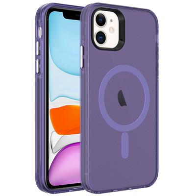 Apple iPhone 11 Uyumlu Kılıf Zore M-safe Şarj Özellikli Buzlu Transparan C-Pro Sert Kapak