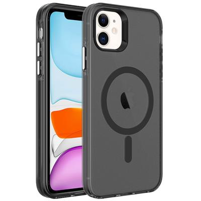 Apple iPhone 11 Uyumlu Kılıf Zore M-safe Şarj Özellikli Buzlu Transparan C-Pro Sert Kapak