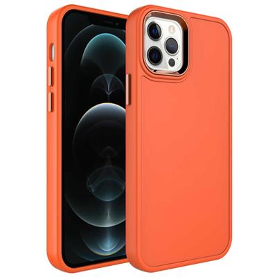 Apple iPhone 12 Pro Max Uyumlu Kılıf Metal Çerçeve ve Buton Tasarımlı Sert Zore Botox Kapak