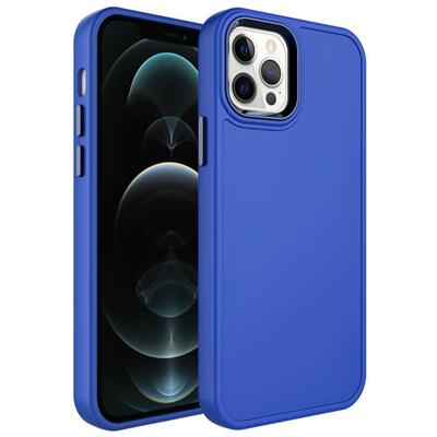 Apple iPhone 12 Pro Uyumlu Kılıf Metal Çerçeve ve Buton Tasarımlı Sert Zore Botox Kapak