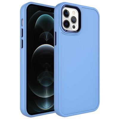 Apple iPhone 12 Pro Uyumlu Kılıf Metal Çerçeve ve Buton Tasarımlı Sert Zore Botox Kapak