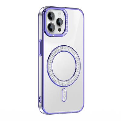 Apple iPhone 12 Pro Uyumlu Kılıf Pırlanta Taş Tasarımlı M-safe Şarj Özellikli Zore Karetta Silikon Kapak