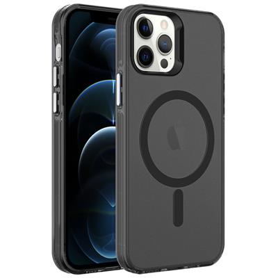 Apple iPhone 12 Pro Uyumlu Kılıf Zore M-safe Şarj Özellikli Buzlu Transparan C-Pro Sert Kapak