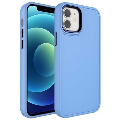Apple iPhone 12 Uyumlu Kılıf Metal Çerçeve ve Buton Tasarımlı Sert Zore Botox Kapak