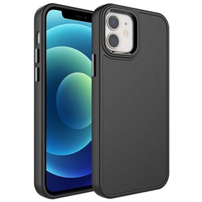 Apple iPhone 12 Uyumlu Kılıf Metal Çerçeve ve Buton Tasarımlı Sert Zore Botox Kapak