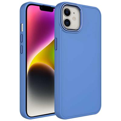 Apple iPhone 12 Uyumlu Kılıf Metal Çerçeve ve Buton Tasarımlı Silikon Zore Luna Kapak