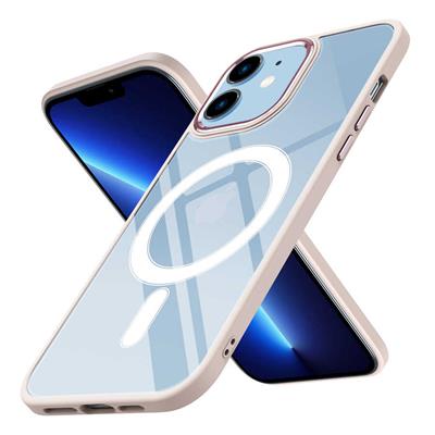 Apple iPhone 12 Uyumlu Kılıf Wireless Şarj Özellikli Zore Krom M-safe Silikon Kapak