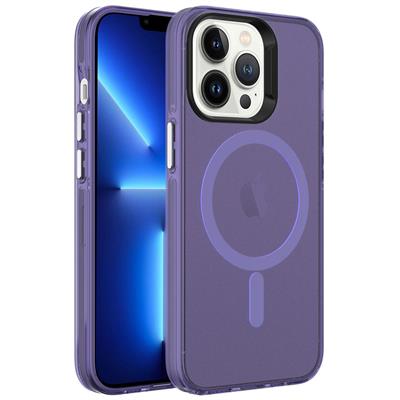 Apple iPhone 13 Pro Max Uyumlu Kılıf Zore M-safe Şarj Özellikli Buzlu Transparan C-Pro Sert Kapak