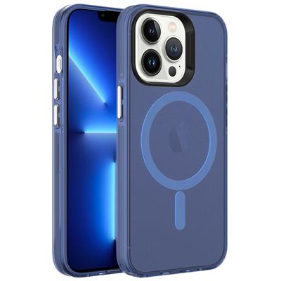 Apple iPhone 13 Pro Uyumlu Kılıf Zore M-safe Şarj Özellikli Buzlu Transparan C-Pro Sert Kapak