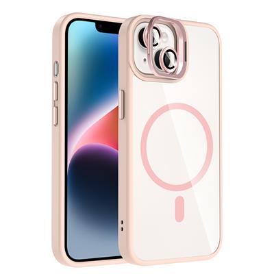 Apple iPhone 13 Uyumlu Kılıf Standlı ve Kamera Lens Hediyeli M-Safe Şarj Özellikli Zore Etro Kapak