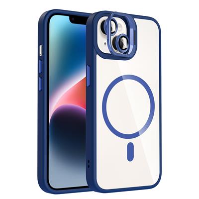 Apple iPhone 13 Uyumlu Kılıf Standlı ve Kamera Lens Hediyeli M-Safe Şarj Özellikli Zore Etro Kapak