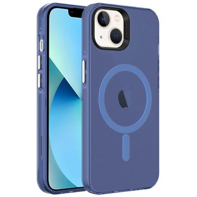 Apple iPhone 13 Uyumlu Kılıf Zore M-safe Şarj Özellikli Buzlu Transparan C-Pro Sert Kapak