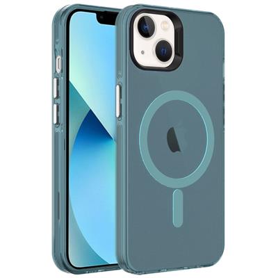 Apple iPhone 13 Uyumlu Kılıf Zore M-safe Şarj Özellikli Buzlu Transparan C-Pro Sert Kapak