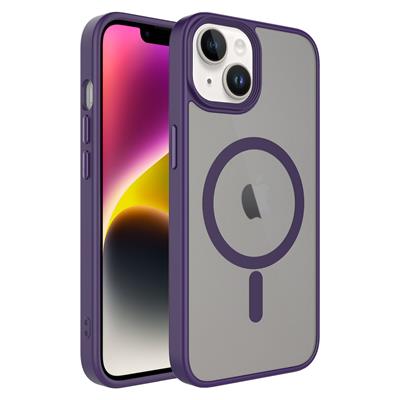 Apple iPhone 14 Plus Uyumlu Kılıf Mat Arka Yüzey Wireless Şarj Özellikli Zore Flet M-safe Kapak