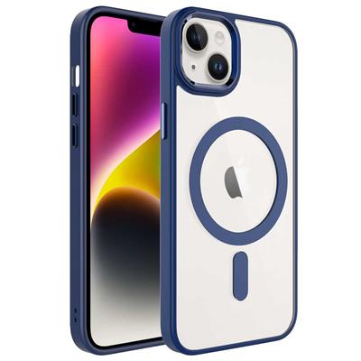 Apple iPhone 14 Plus Uyumlu Kılıf Wireless Şarj Özellikli Zore Krom M-safe Silikon Kapak