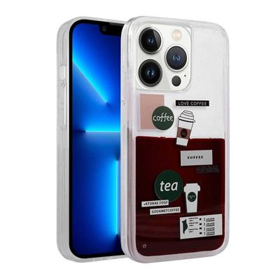 Apple iPhone 14 Pro Max Uyumlu Kılıf Desenli Sıvılı Zore Drink Silikon Kapak