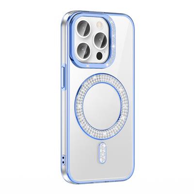 Apple iPhone 14 Pro Max Uyumlu Kılıf Pırlanta Taş Tasarımlı M-safe Şarj Özellikli Zore Karetta Silikon Kapak