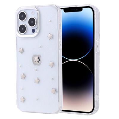 Apple iPhone 14 Pro Uyumlu Kılıf Airbag Tasarımlı Simli Şeffaf Zore Kutup Kapak