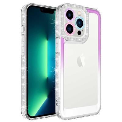 Apple iPhone 14 Pro Uyumlu Kılıf Simli ve Renk Geçiş Tasarımlı Lens Korumalı Zore Park Kapak