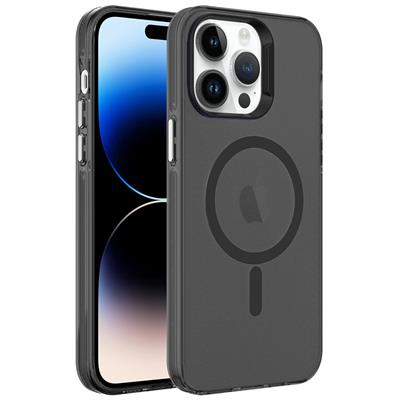 Apple iPhone 14 Pro Uyumlu Kılıf Zore M-safe Şarj Özellikli Buzlu Transparan C-Pro Sert Kapak