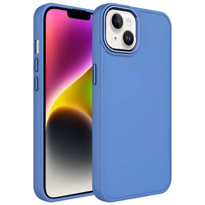 Apple iPhone 14 Uyumlu Kılıf Metal Çerçeve ve Buton Tasarımlı Silikon Zore Luna Kapak