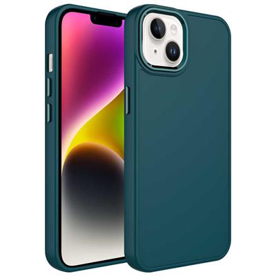 Apple iPhone 14 Uyumlu Kılıf Metal Çerçeve ve Buton Tasarımlı Silikon Zore Luna Kapak