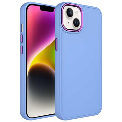 Apple iPhone 14 Uyumlu Kılıf Metal Çerçeve ve Buton Tasarımlı Silikon Zore Luna Kapak