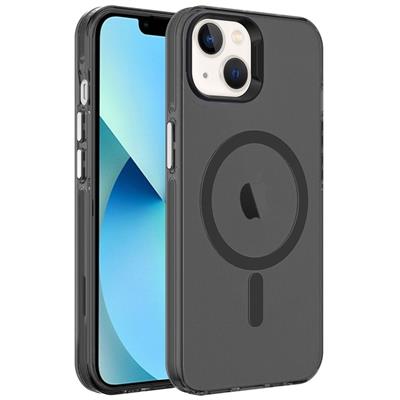 Apple iPhone 14 Uyumlu Kılıf Zore M-safe Şarj Özellikli Buzlu Transparan C-Pro Sert Kapak