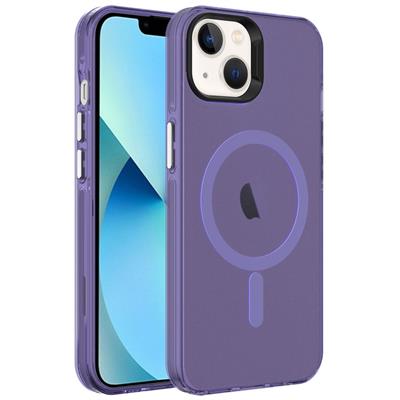 Apple iPhone 14 Uyumlu Kılıf Zore M-safe Şarj Özellikli Buzlu Transparan C-Pro Sert Kapak