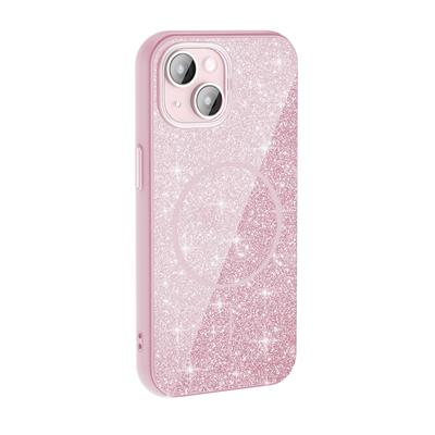 Apple iPhone 15 Plus Uyumlu Kılıf M-safe Şarj Özellikli Parlayan Simli Zore Okso Kapak