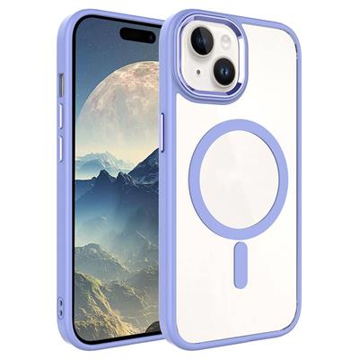 Apple iPhone 15 Plus Uyumlu Kılıf Wireless Şarj Özellikli Zore Krom M-safe Silikon Kapak