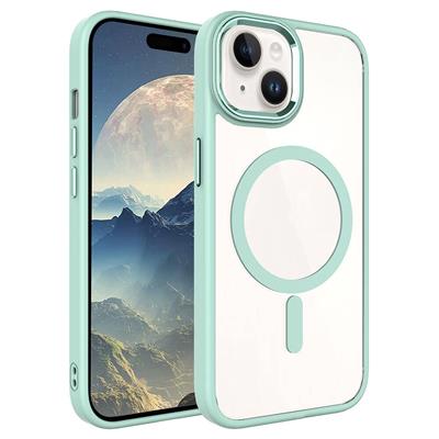 Apple iPhone 15 Plus Uyumlu Kılıf Wireless Şarj Özellikli Zore Krom M-safe Silikon Kapak