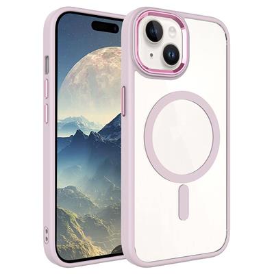 Apple iPhone 15 Plus Uyumlu Kılıf Wireless Şarj Özellikli Zore Krom M-safe Silikon Kapak