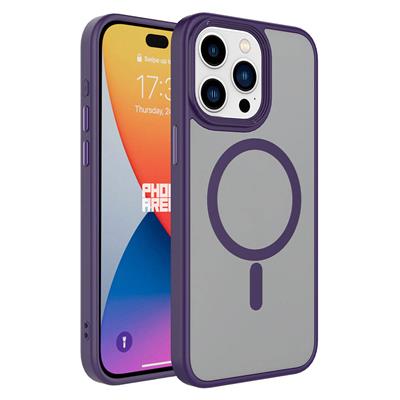 Apple iPhone 15 Pro Max Uyumlu Kılıf Mat Arka Yüzey Wireless Şarj Özellikli Zore Flet M-safe Kapak