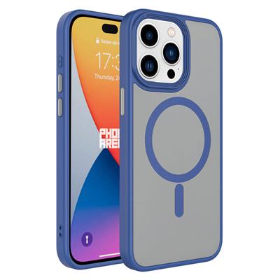 Apple iPhone 15 Pro Max Uyumlu Kılıf Mat Arka Yüzey Wireless Şarj Özellikli Zore Flet M-safe Kapak