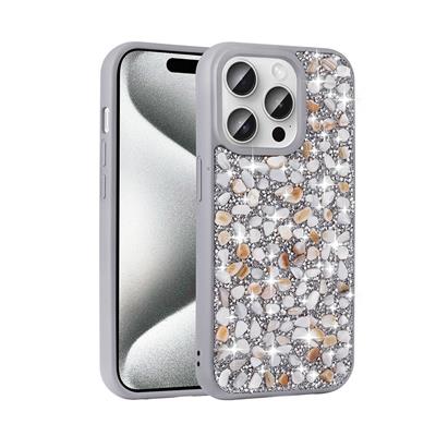 Apple iPhone 15 Pro Max Uyumlu Kılıf Parlak Taşlı Tasarım Zore Linea Kapak