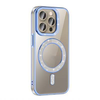 Apple iPhone 15 Pro Max Uyumlu Kılıf Pırlanta Taş Tasarımlı M-safe Şarj Özellikli Zore Karetta Silikon Kapak